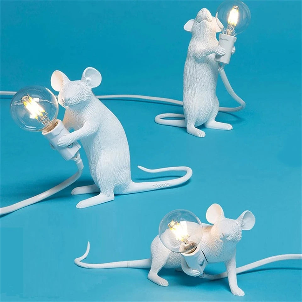 Mouse Lamp LED Table Lights Resin Night Light Animal Table Lamps Home Decor Bedside Lighting