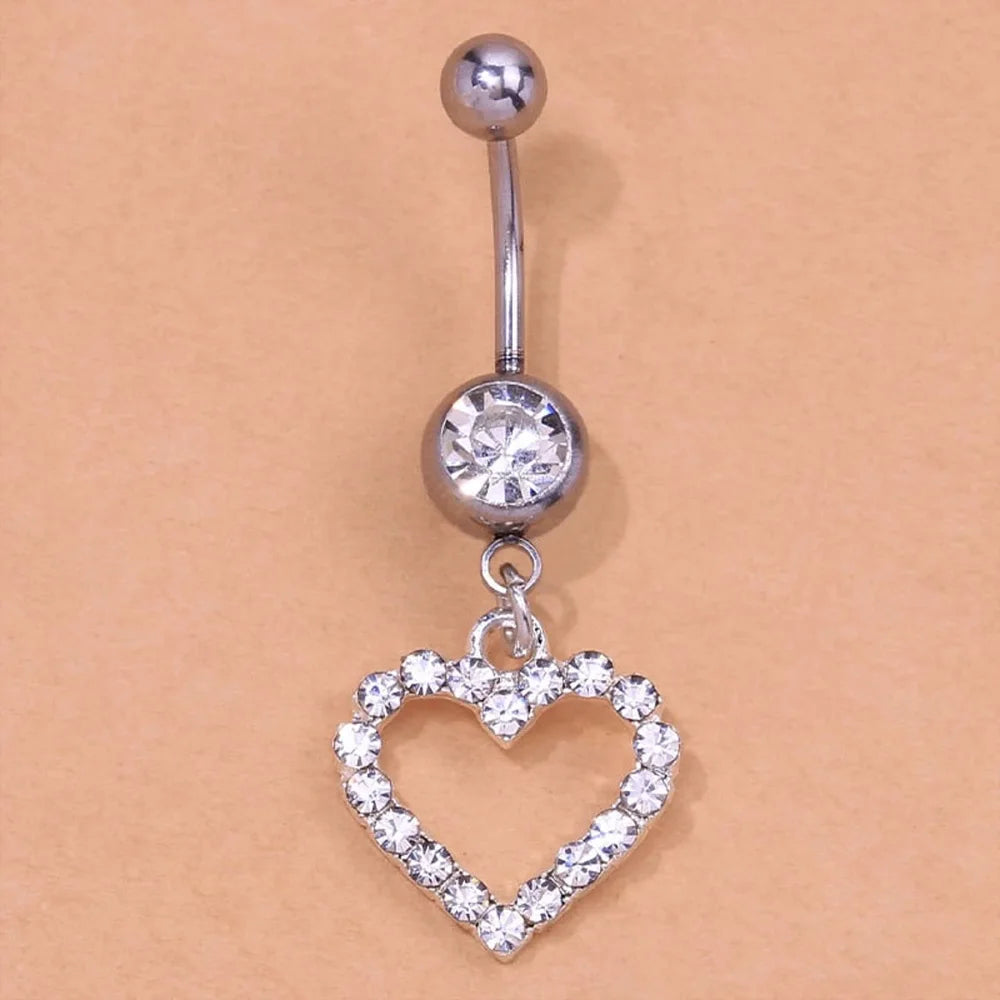 Heart Belly Button Nails Body Piercing Jewellery Sexy Crystal Belly Button Ring