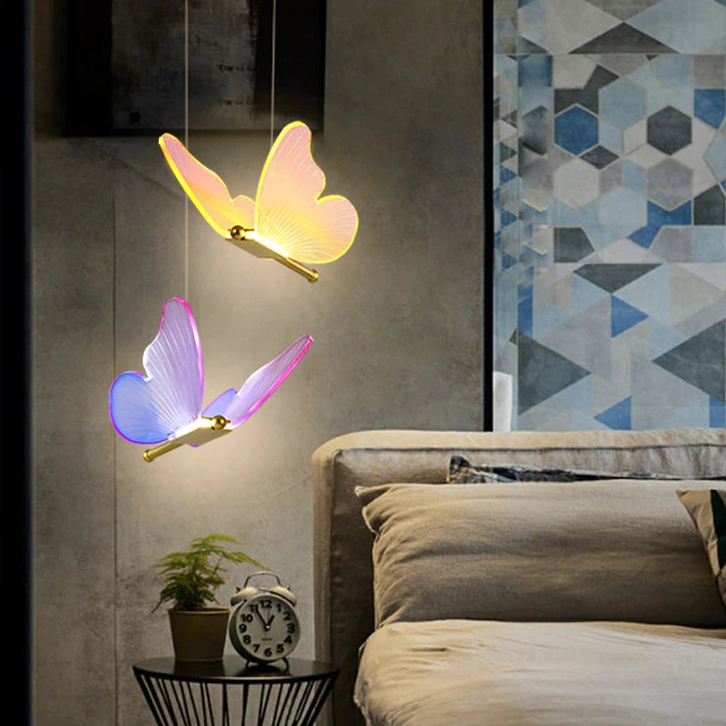 Acrylic Butterfly Pendant Lamp Hanging LED Ceiling Chandelier Light Home Decor Lighting