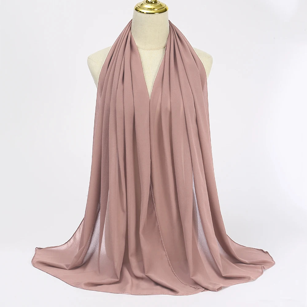 Muslim Chiffon hijab Scarf Long Solid Color Head Wrap Women's Hijabs & Scarves Jersey Hijab Veil
