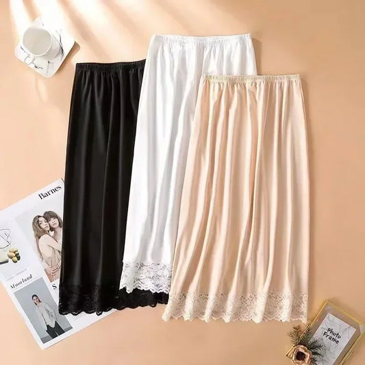 Women Skirt Extender Knee Lace Slip Hollow A-Line Half Extenders Women Lady Lace Casual Skirt Underskirt Petticoat