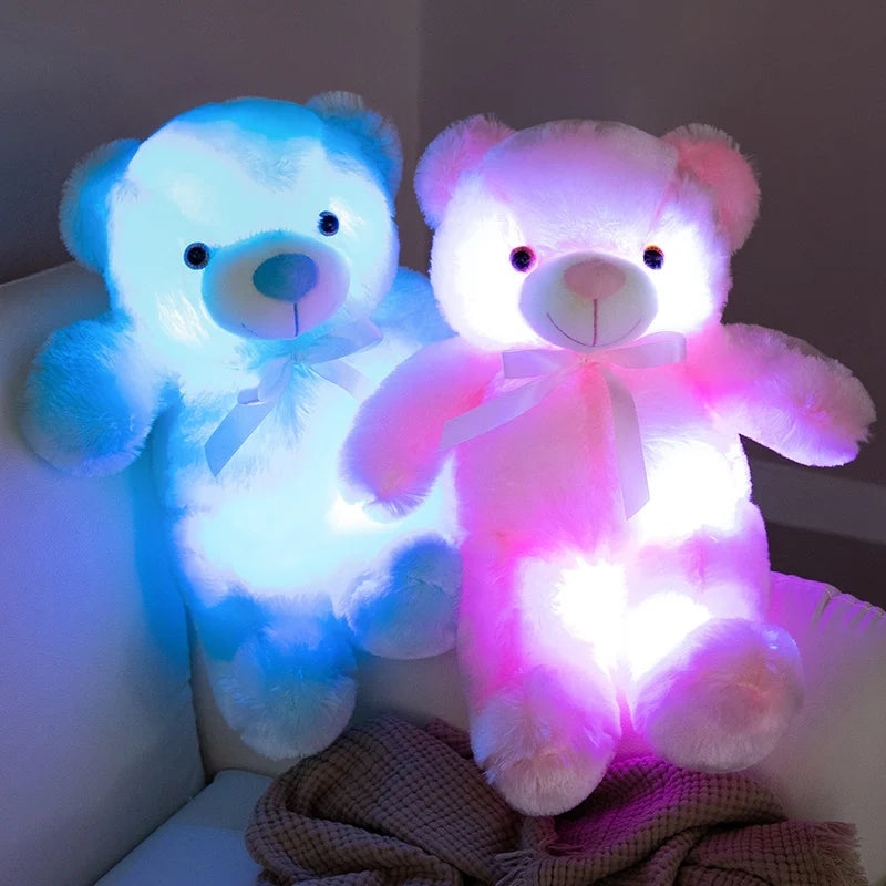 Colorful Glowing Bear Plush Toy Luminous Creative Light Up LED Teddy Bear Xmas Gift Kids