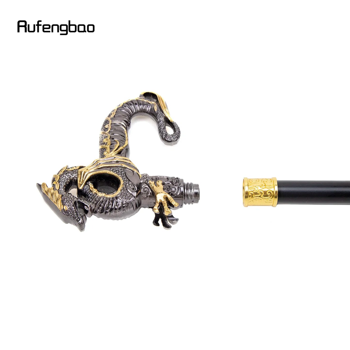 Gold Black Luxury Dragon Walking Cane Fashion Decorative Walking Stick Gentleman Elegant Cosplay Crosier 93cm