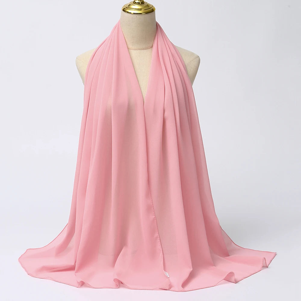 Muslim Chiffon hijab Scarf Long Solid Color Head Wrap Women's Hijabs & Scarves Jersey Hijab Veil