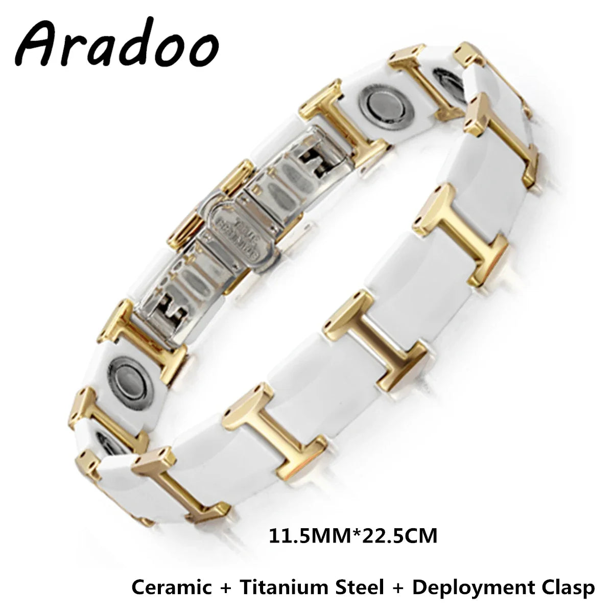 Ceramic Titanium Steel Bracelet Hematite Magnetic Stainless Steel Adjustable Bracelets - Hiron Store