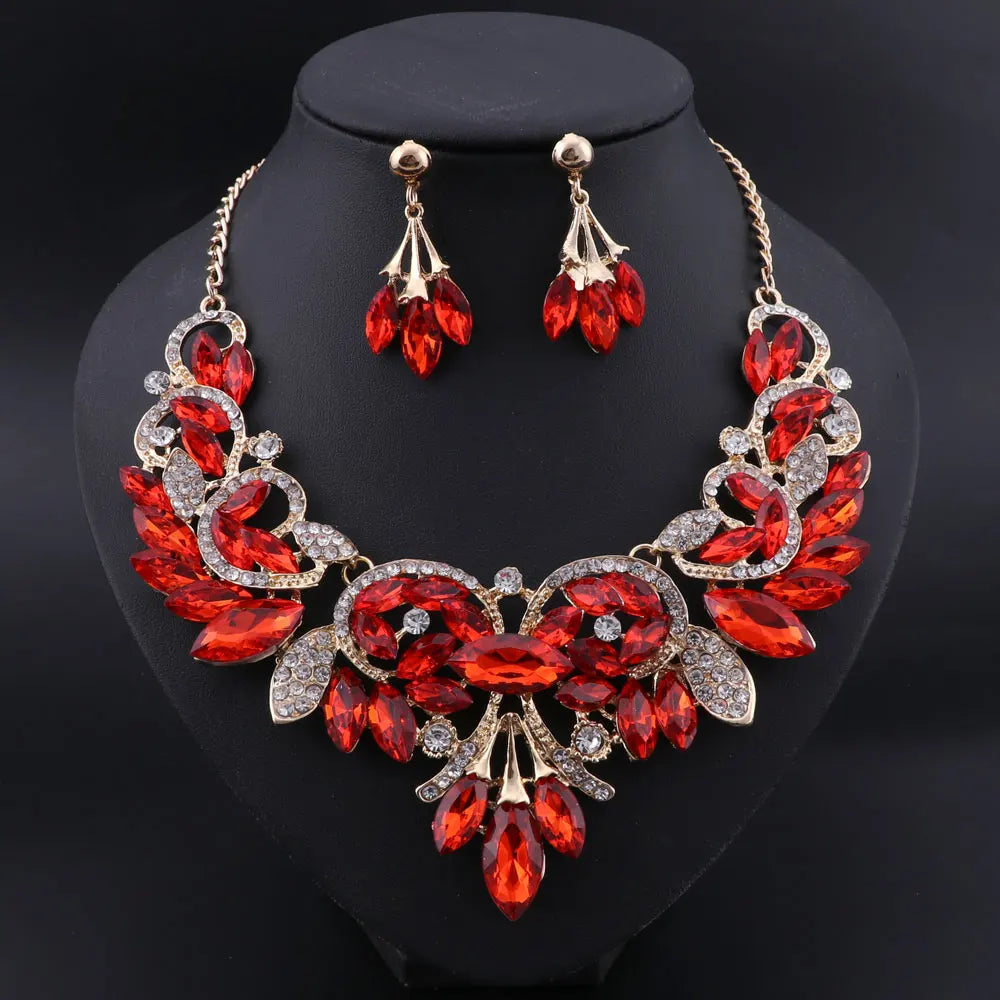 Crystal Bridal Jewelry Sets Costume Accessories Wedding Necklace Earrings Set