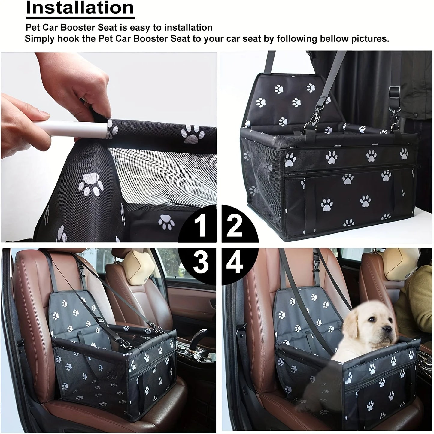 Dog Car Seat Travel Carrier, Doggie Booster Pvc Pipe, Oxford Folding Washable Travel Bags For Cats