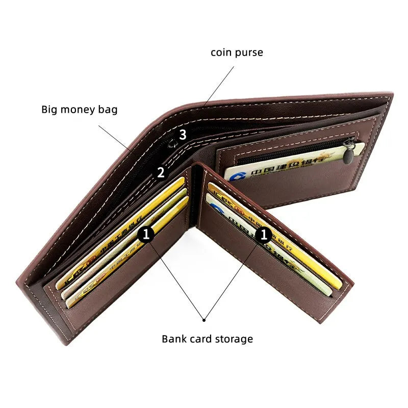 1pcs Classic Atmospheric Silkscreen Thread Stitching Clutch Short Wallet - Hiron Store