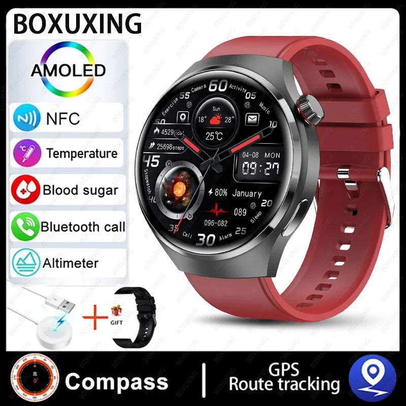 2024 New GPS Smart Watch Men GT4 Pro 360*360 HD Screen Heart rate IP68 Waterproof Blood Sugar Smartwatch BT Call NFC Watch 4 Pro - Hiron Store