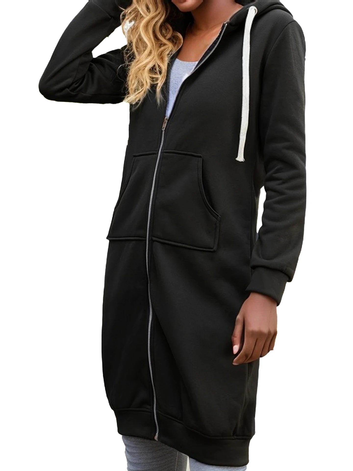 Long Hoodies Tunic Fashion Sweatshirts Fleece Zip Up Jackets For Women