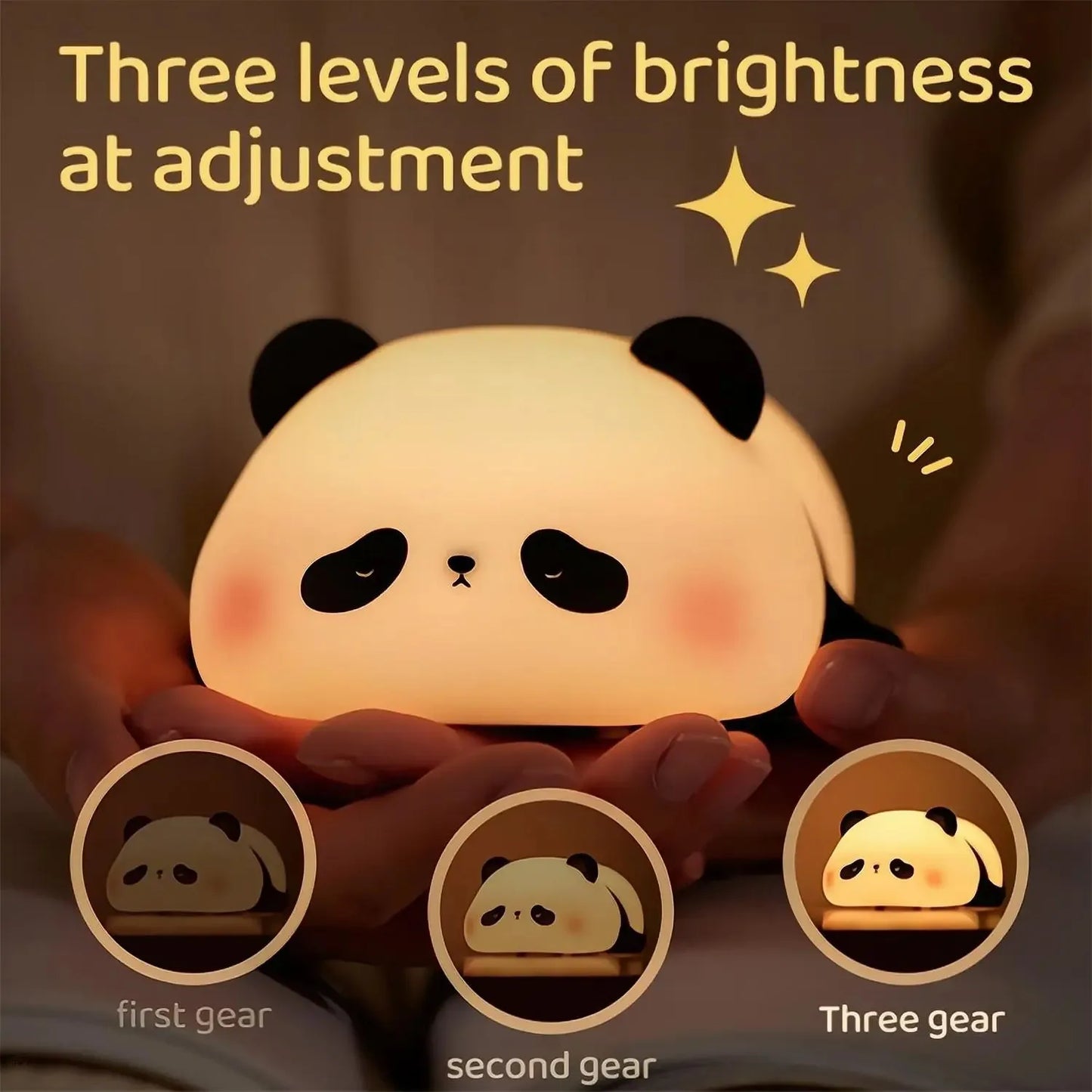 Touch Sensor Night Lights Cute Panda Silicone Lamp LED Rechargeable Kids Night Light