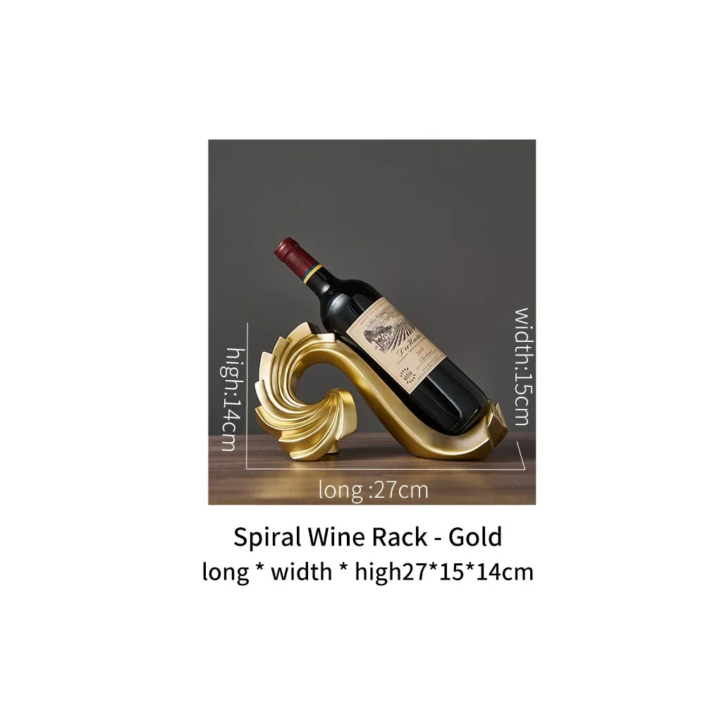 Resin Wine Bottle Holder Statue Creative Simple Spiral Wine Decorative Storage Organizer Tabletop Wine Rack for Home Kitchen