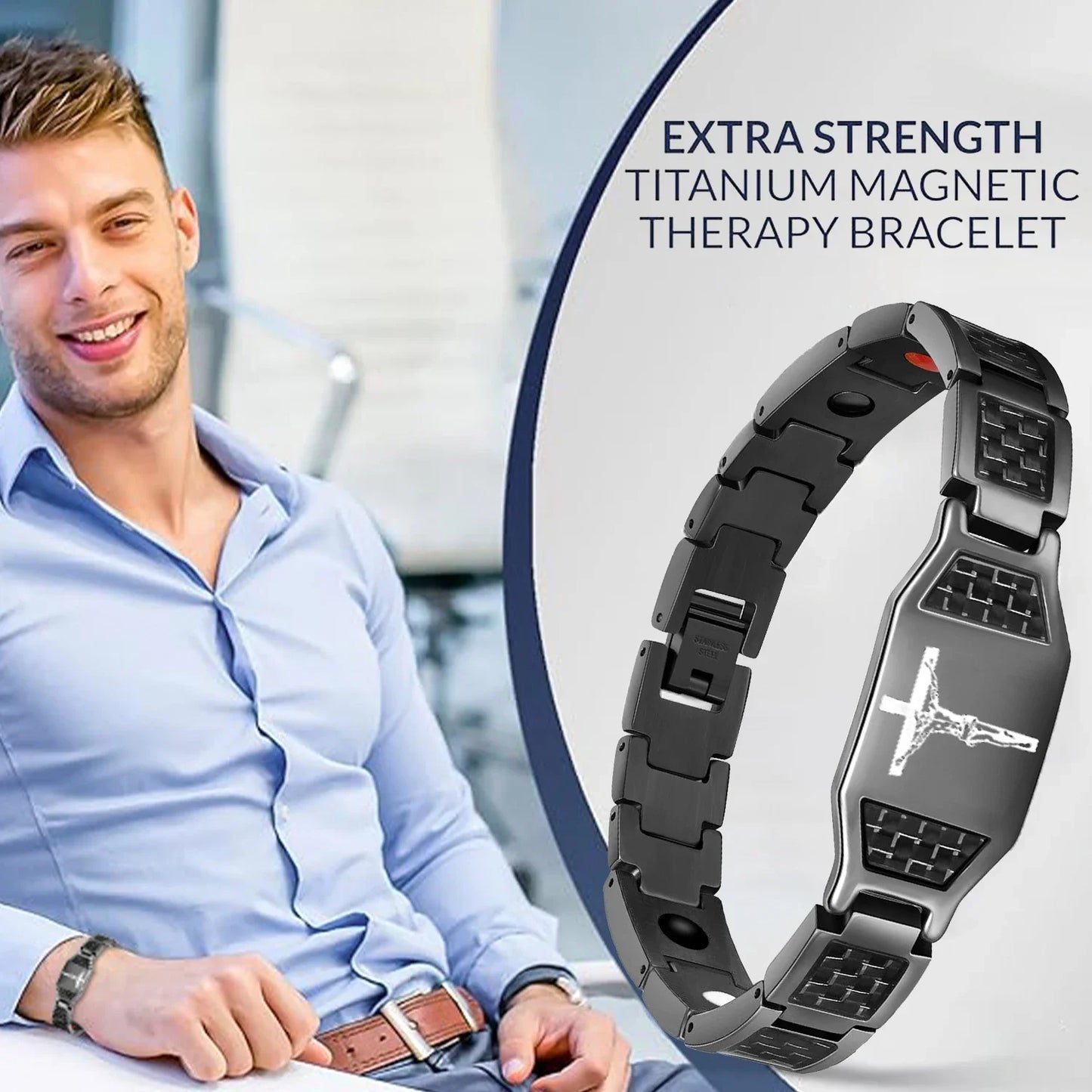 Therapeutic Magnetic Bracelet Stainless Steel Black Jewellery Accessories