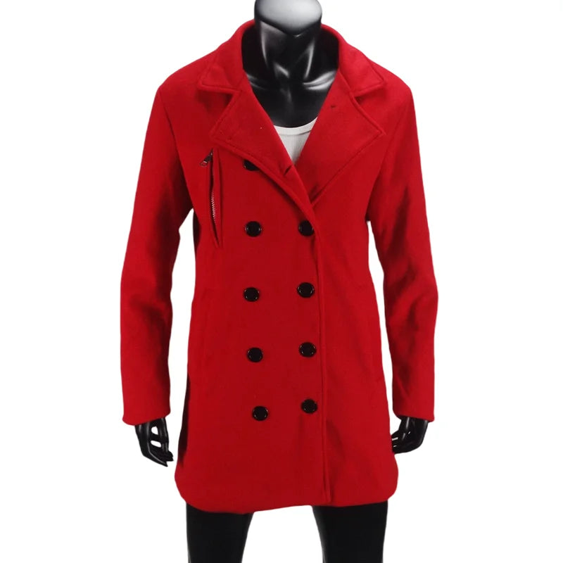 Winter Trench Coat Double Breasted Long Jacket Outerwear Women's Clothing