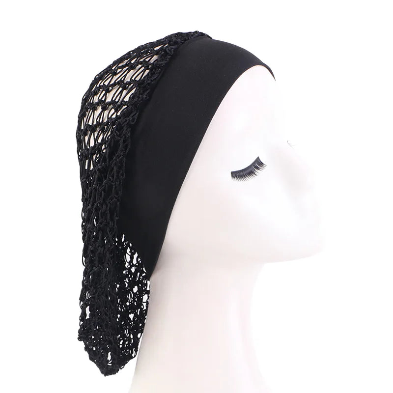 Women Ladies Hair Net Stretchy Wide Band Mesh Hair Net Soft Rayon Breathable Crochet Hairnets Wig Accessories