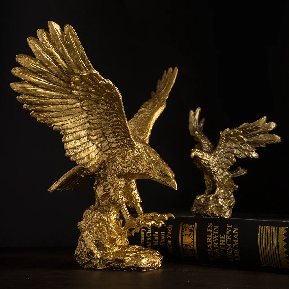 Golden Eagle Statue Art Animal Model Collection Ornament Home Office Desktop Decor