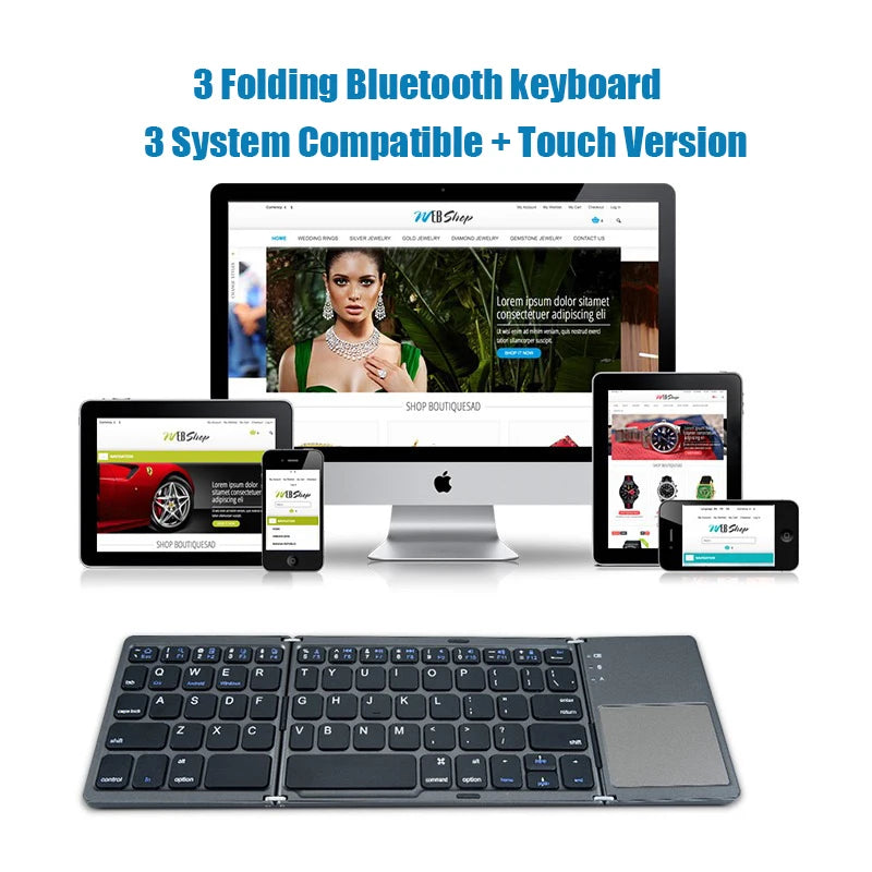 Wireless Folding Keyboard Bluetooth With Touchpad For Windows, Android, IOS,Phone,Multi-Function Button Mini Keyboard