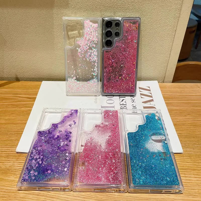 Floating Glitter Liquid Bling Case Cover For Samsung S24 Ultra S23 Plus S22 S21 Note 20 Quicksand Dynamic Phone