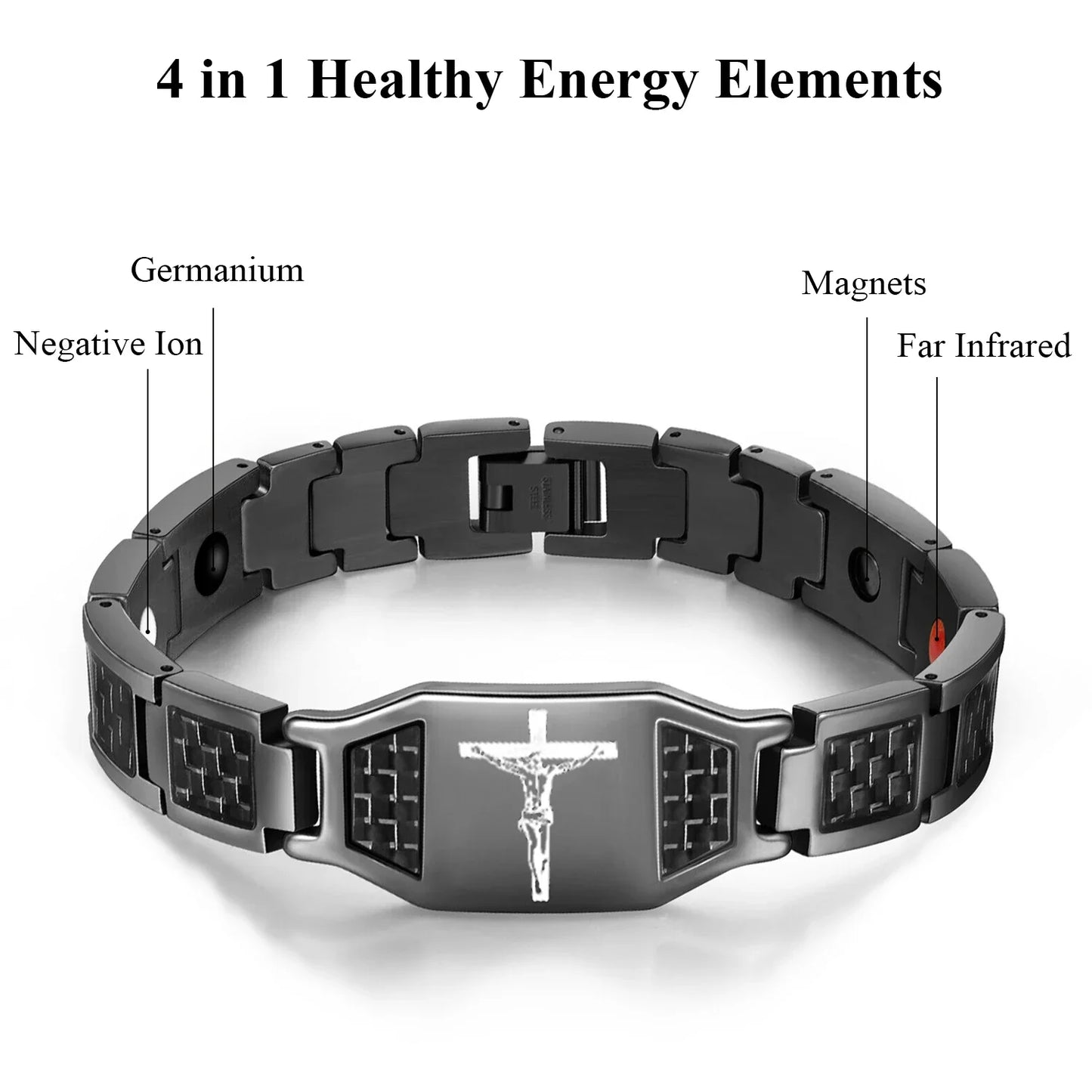 Therapeutic Magnetic Bracelet Stainless Steel Black Jewellery Accessories