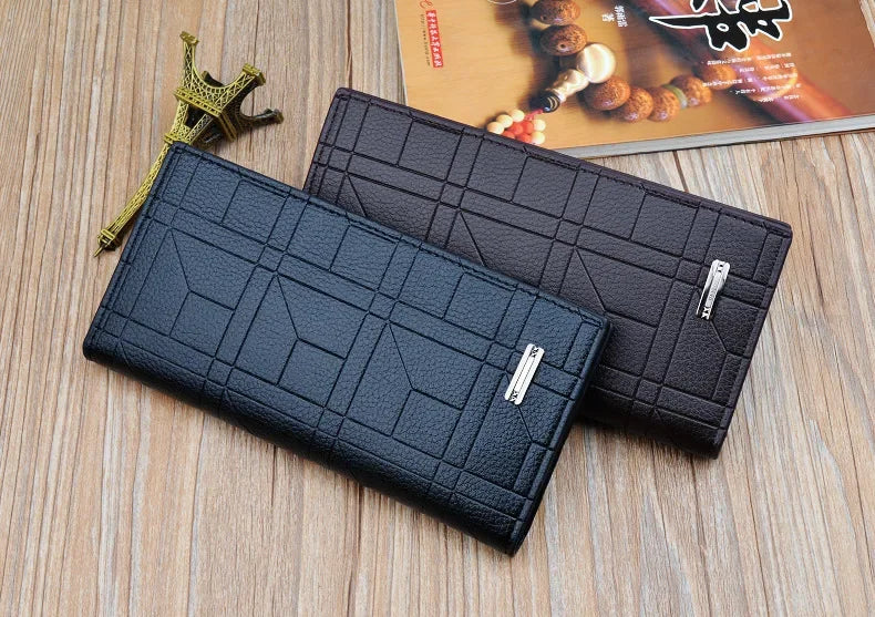 Men's Wallets Long Money Clip Fashion Embossed Vertical Open Suit Bag Plus Soft Wallet