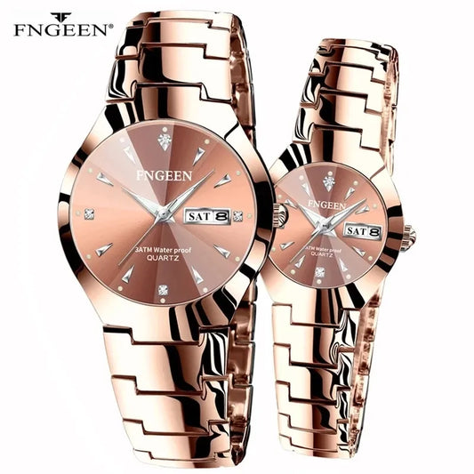 2024 FNGEEN 5808 Relogio Feminino Couple Watch Men Quartz watch for Lovers Luxury Womens wristwatch Stainless Steel Waterproof - Hiron Store