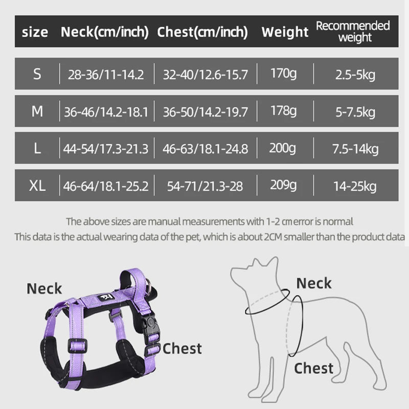 Anti-Escape Dog Harness with Handle Reflective Nylon Dog Harness Vest for Small Medium Dogs