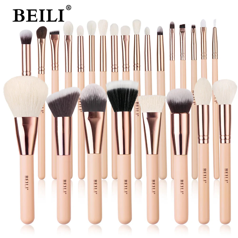 BEILI Pink Makeup Brushes High Quality Powder Foundation Blush Eyeshadow Make Up Brush Set