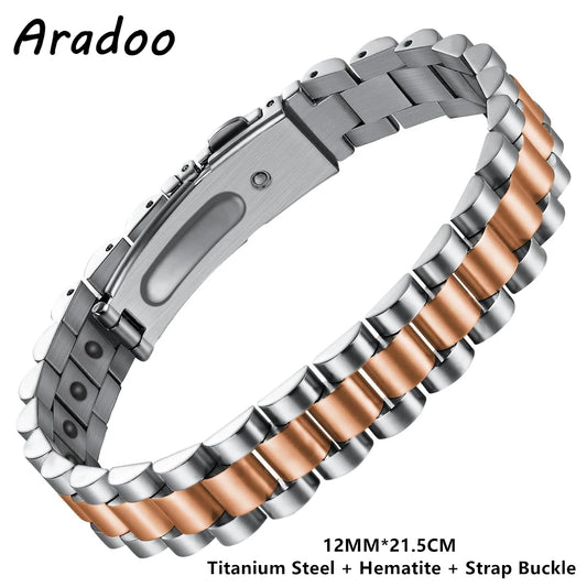 Titanium Steel Magnetic Therapy Bracelet Stainless Steel Strap Buckle Link Bracelets