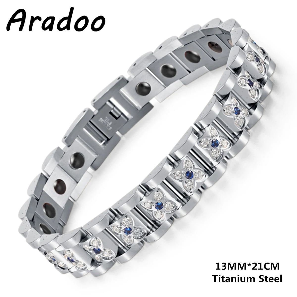 Titanium Steel Zirconia Bracelet Classic Retro Light Luxury Magnetic Therapy Bracelets - Hiron Store