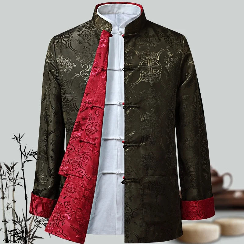 Men Chinese Dragon Shirt Kung Fu Coats China New Year Tang Suit Traditional Chinese Clothing For Men Jackets Hanfu Men Clothing - Hiron Store