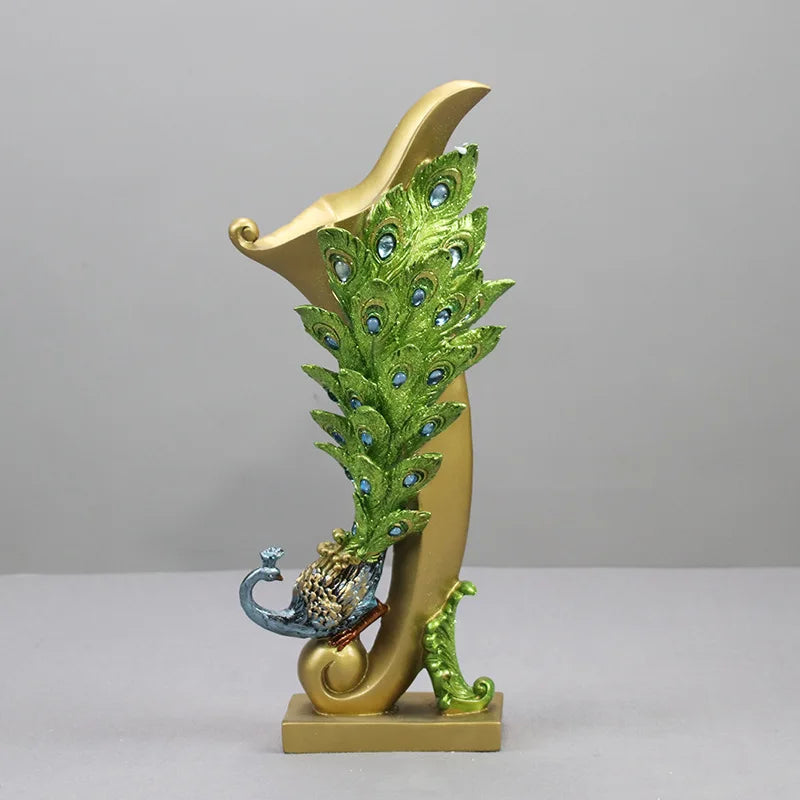 Mini Resin Peacock Statue Open Screen Posture Model Craft Sculpture Ornament