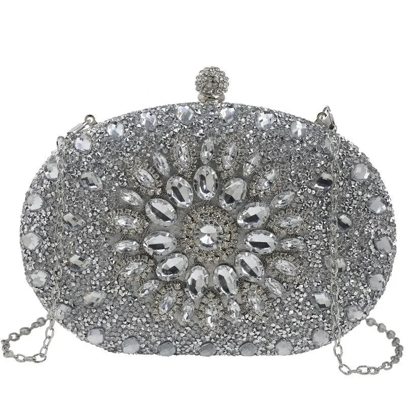 Women Dinner Bag Fashion New Sunflower Inlaid Diamond Banquet Hand Bag Dress Evening Bag - Hiron Store