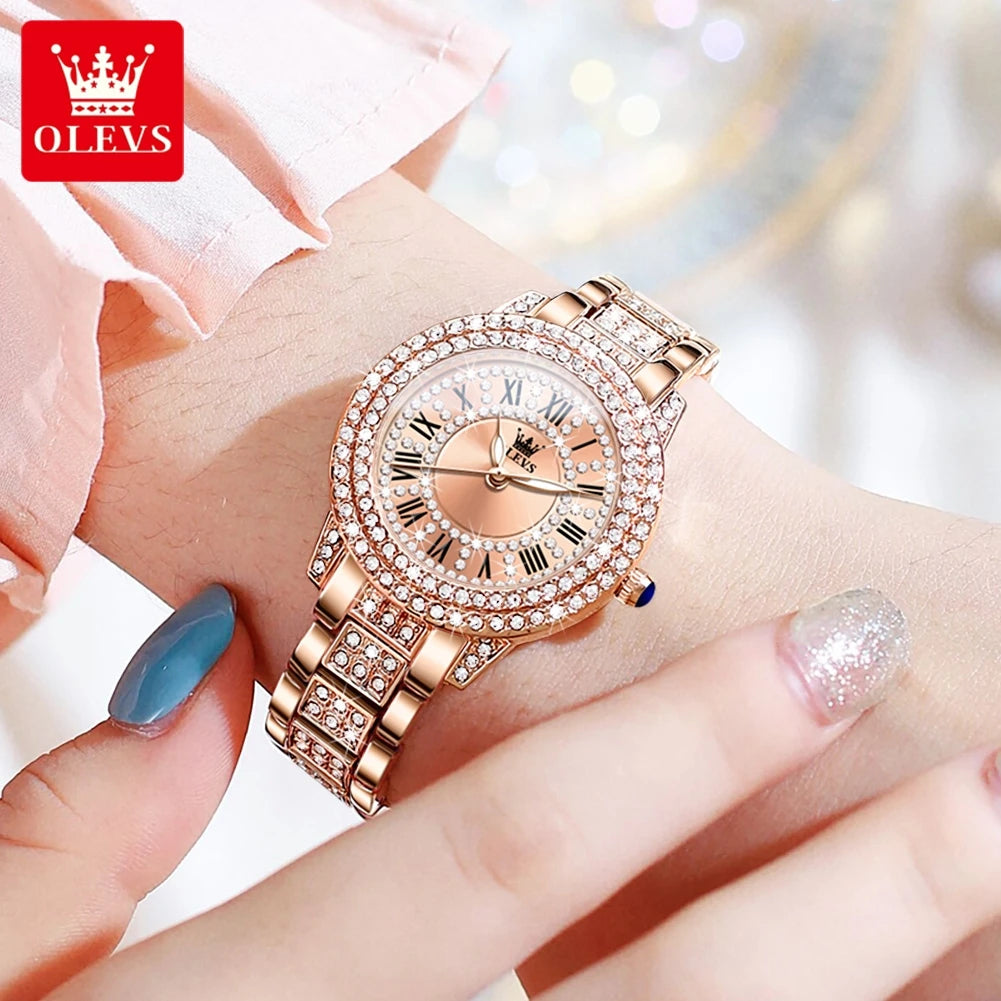 Diamond Watch for Women Luxury Stainless steel Waterproof Quartz Wristwatch