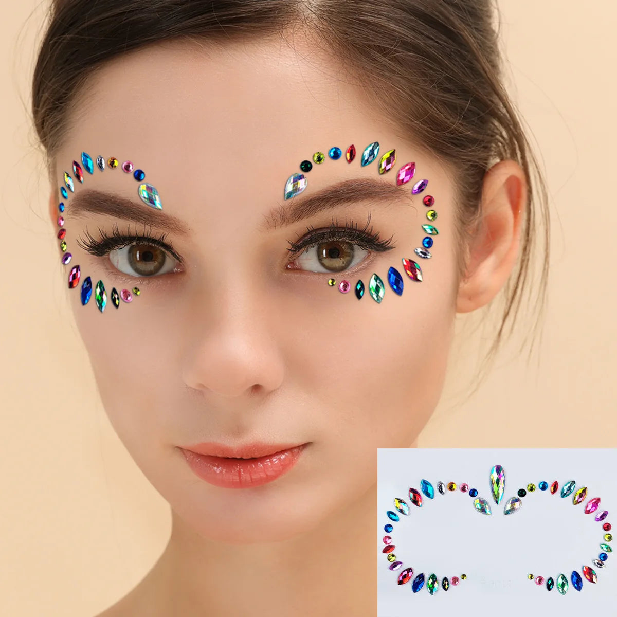 Disposable Temporary Tattoo Stickers Facial Jewellery Coloured Crystal Diamonds DIY Eyes Face Body Waterproof Makeup