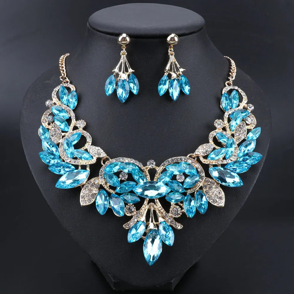 Crystal Bridal Jewelry Sets Costume Accessories Wedding Necklace Earrings Set