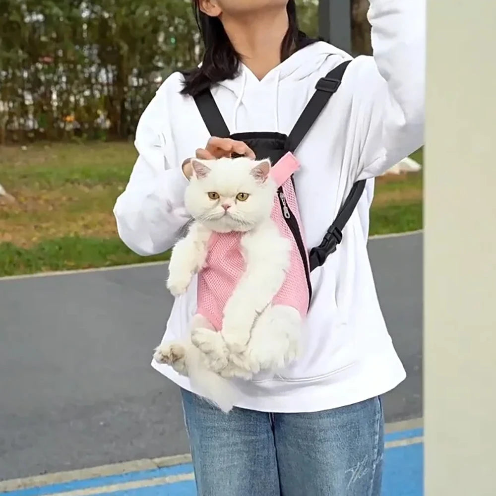 Adjustable Cat Dog Carrier Bags Pet Double Shoulder Backpack Portable Chest Strap Bag