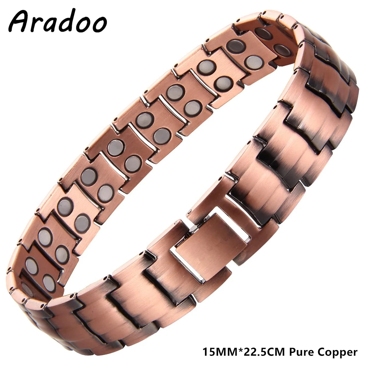 Men's Pure Copper Bracelet 3500 Gauss 3X Strength Magnetic Therapy Link Bracelets