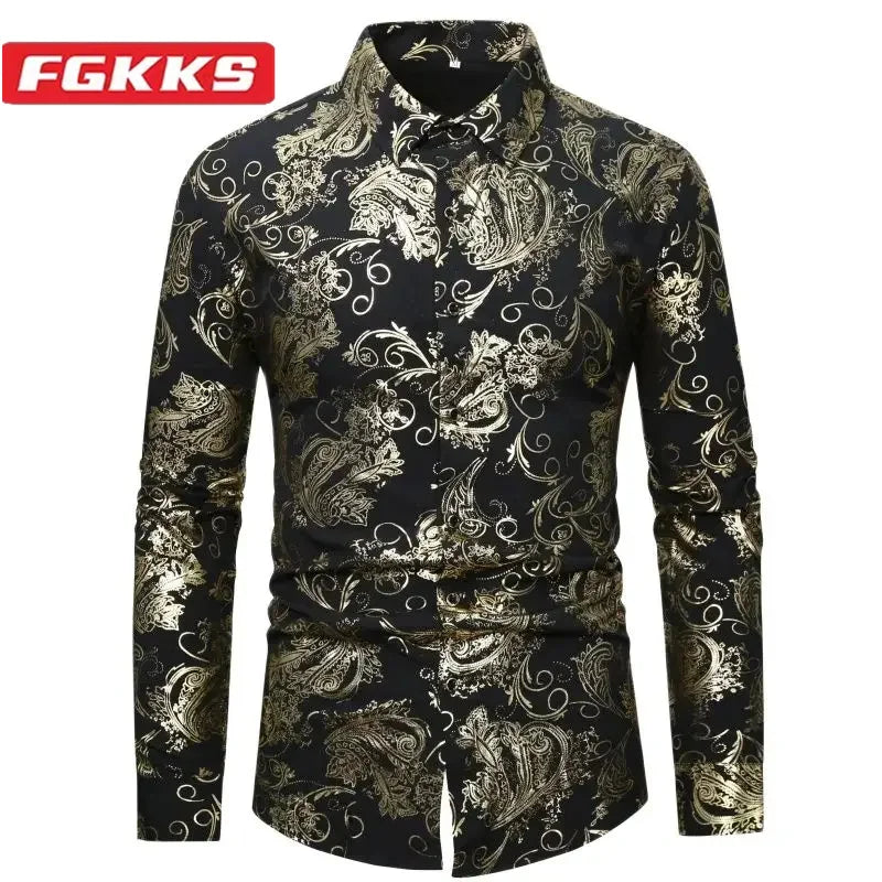 FGKKS 2024 Casual Shirt For Men Printed Fashion Breathable Trend Top High Quality Design Hot Street Wear Shirt Male - Hiron Store