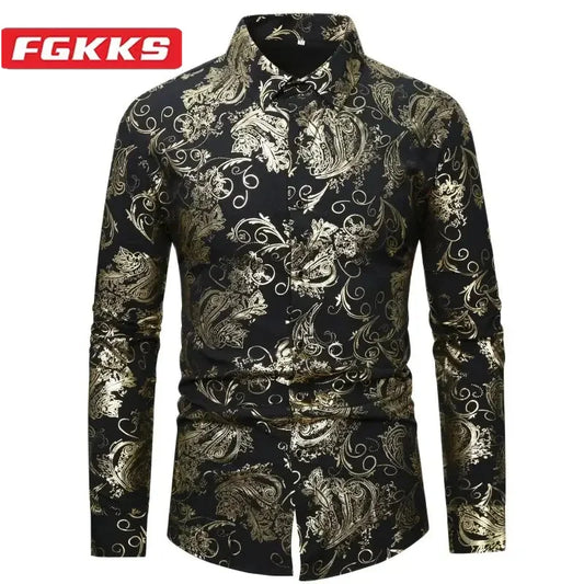 FGKKS 2024 Casual Shirt For Men Printed Fashion Breathable Trend Top High Quality Design Hot Street Wear Shirt Male - Hiron Store