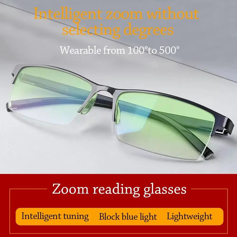 New Anti Blue Ray Reading Glasses Smart Automatic Zoom Reading Glasses Autofocus Power +1.0(100) ~ +7.0(700) Half-Rim Unisex - Hiron Store