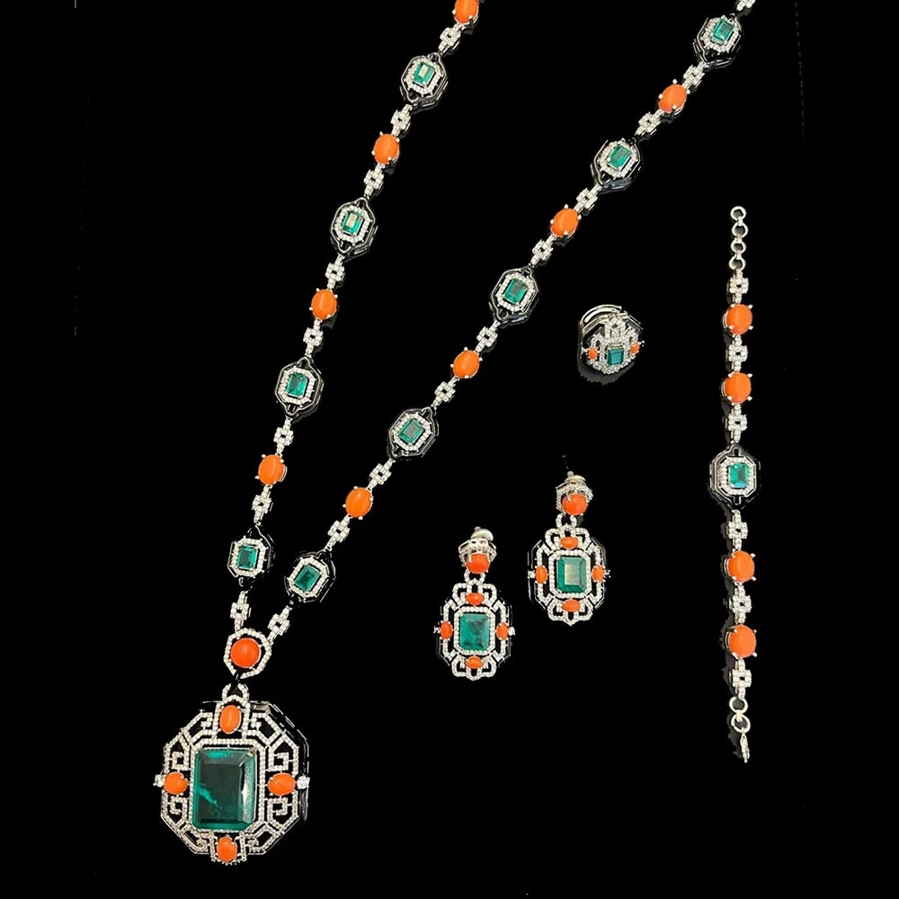 Dubai Bridal Jewelry Set For Women Wedding Party Nigerian African Necklace Earring Set