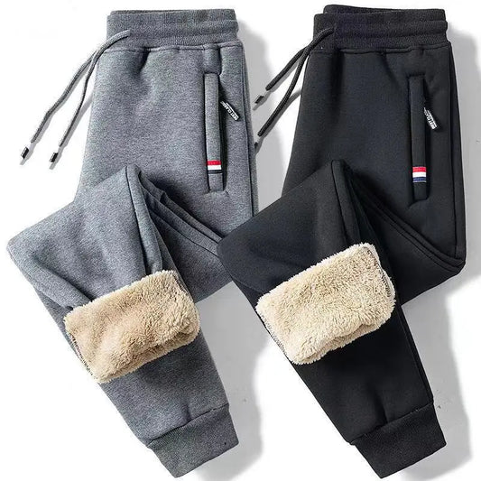 Winter Lambswool Warm Casual Pants Jogging Sweatpants  Drawstring Bottoms Fleece Straight Trousers