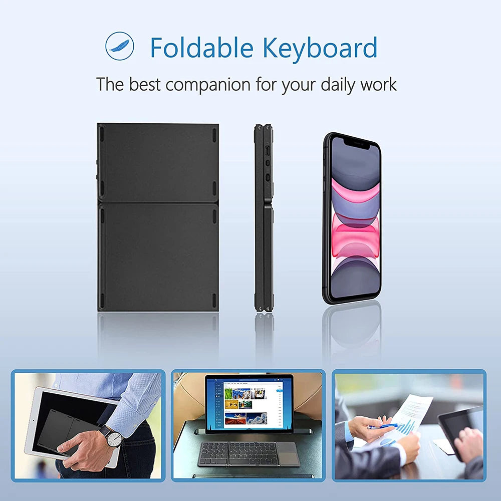 Mini Keyboard Wireless Folding Keyboard Bluetooth Foldable Keyboard With Touchpad for Windows Android iPad Phone Rechargeable