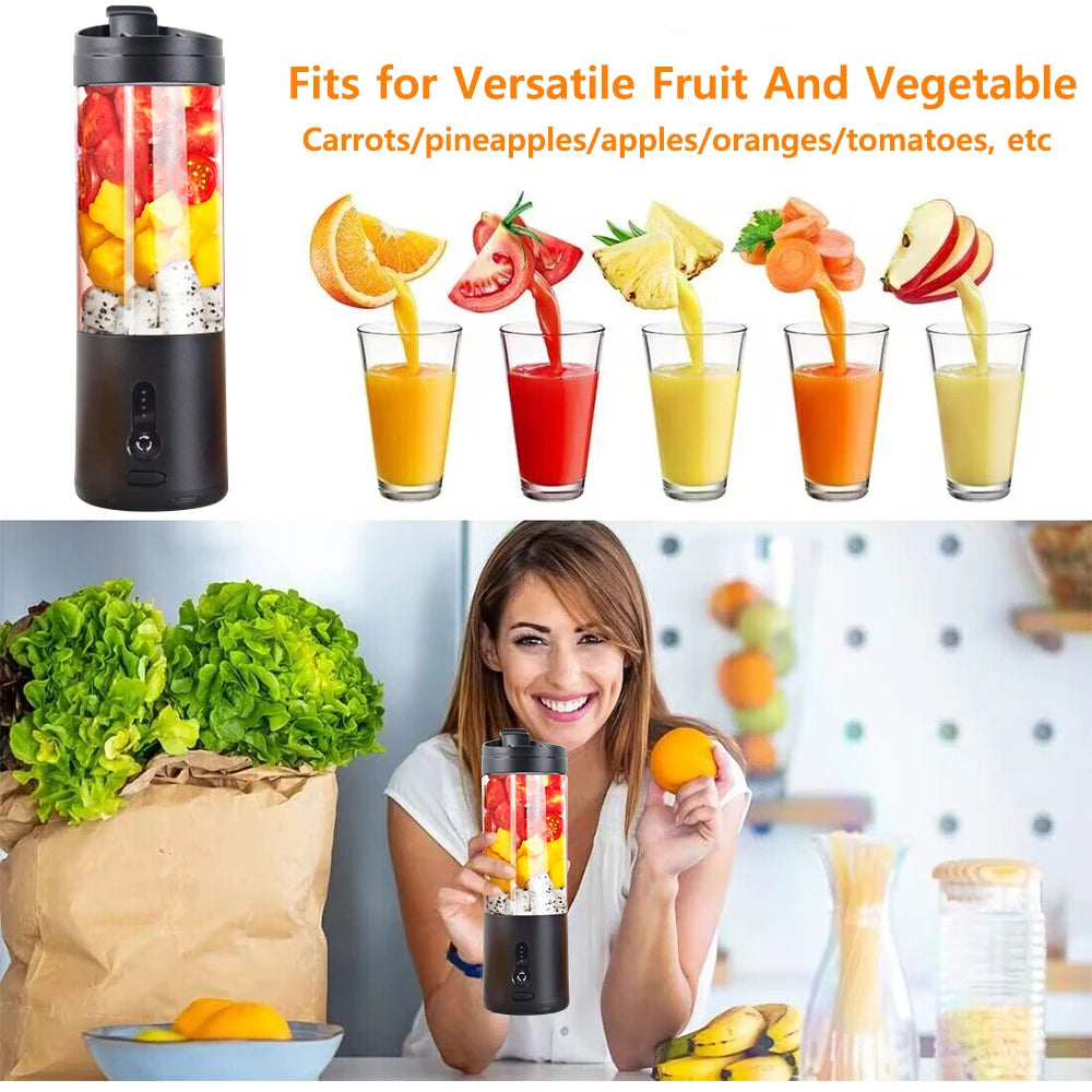 Mini Portable Blender Electric Fruit Juicer Smoothie Orange Fresh Juice Blender Multifunction Rechargeable Portable Bottle Mixer - Hiron Store