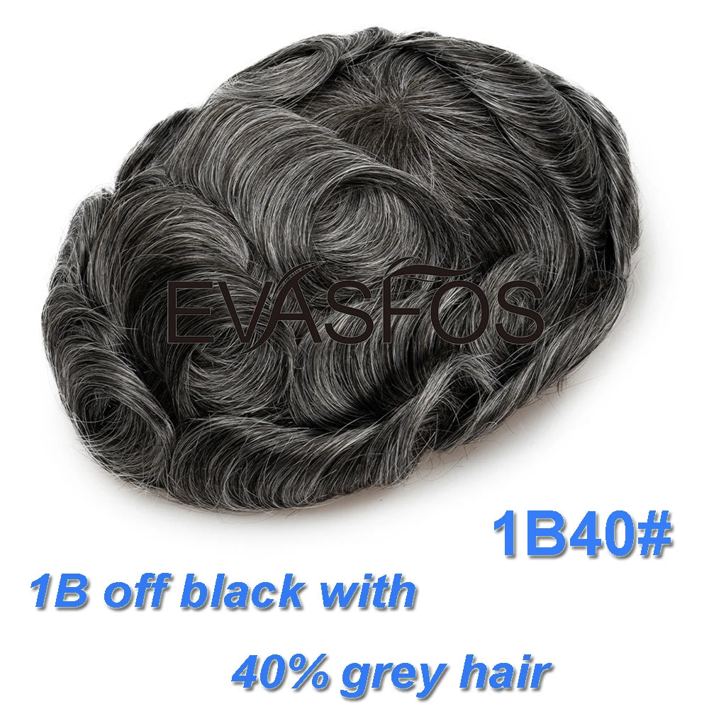 Natural Hairline Bleached Knots French Lace Front Men's Toupee, Poly Skin Hairpieces, Hair Replacement Systems, Various Color