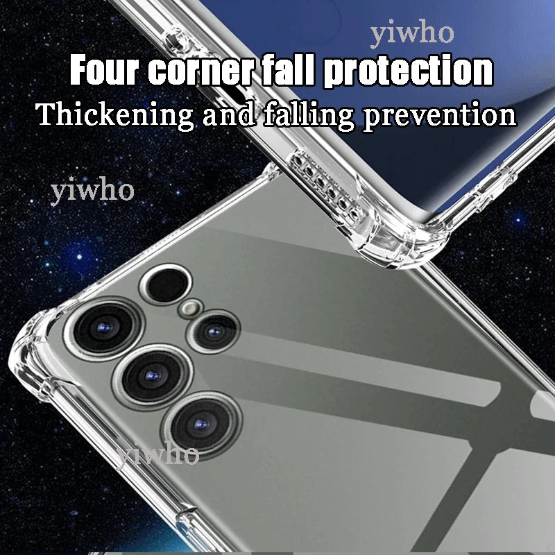 Shockproof Clear Silicone Soft Back Case For Samsung S24 S23 S22 S21 Ultra plus note20 Galaxy S 23 22 21 FE + Phone Cases Covers - Hiron Store