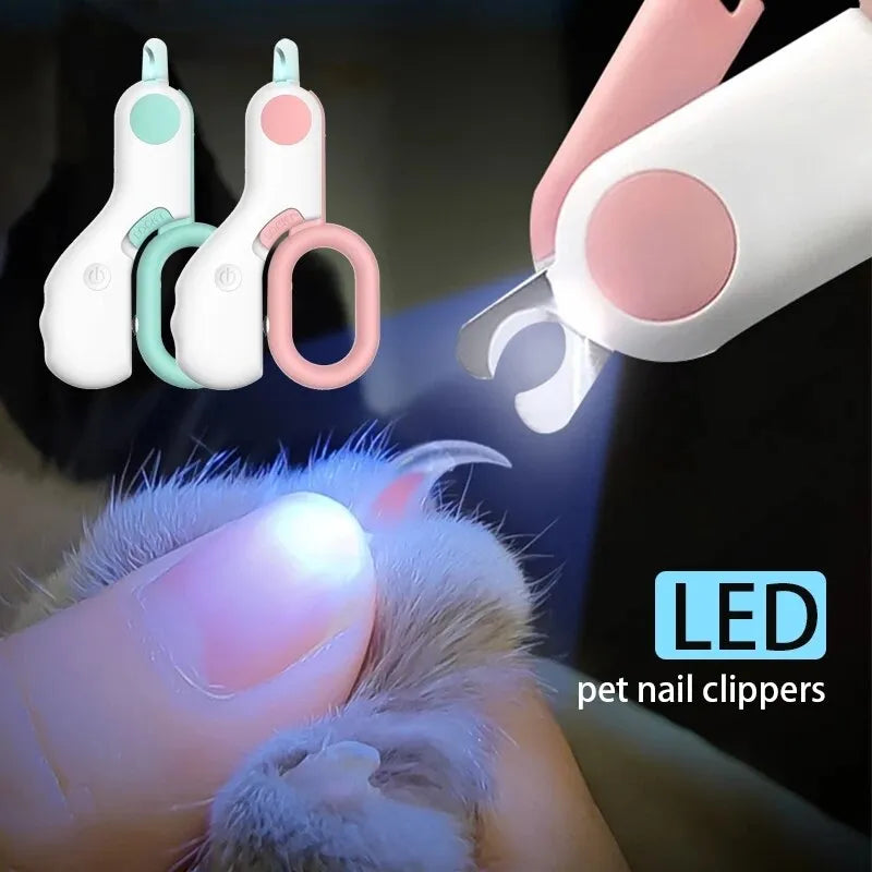 LED Light Cat Dog Nail Clipper Cutter Professional Pet Claw Trimmer with Safety Lock Puppy Kitten Animals Care Grooming Tool Kit - Hiron Store