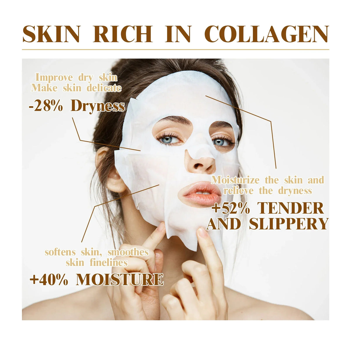 10PCS Collagen Anti-Wrinkle Facial Mask Anti-Aging Fade Fine Lines Moisturizing Brightening Korean Cosmetics