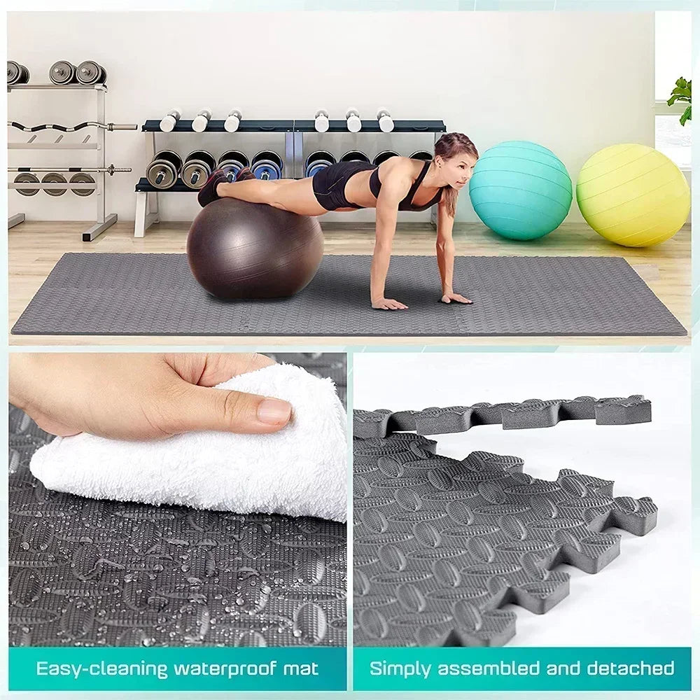 4~20Pcs Puzzle Fitness Mat, Eva Interlocking Foam Floor Tiles,  Home Gym   Equipment Mat, Non-Slip Floor Mat for Kids
