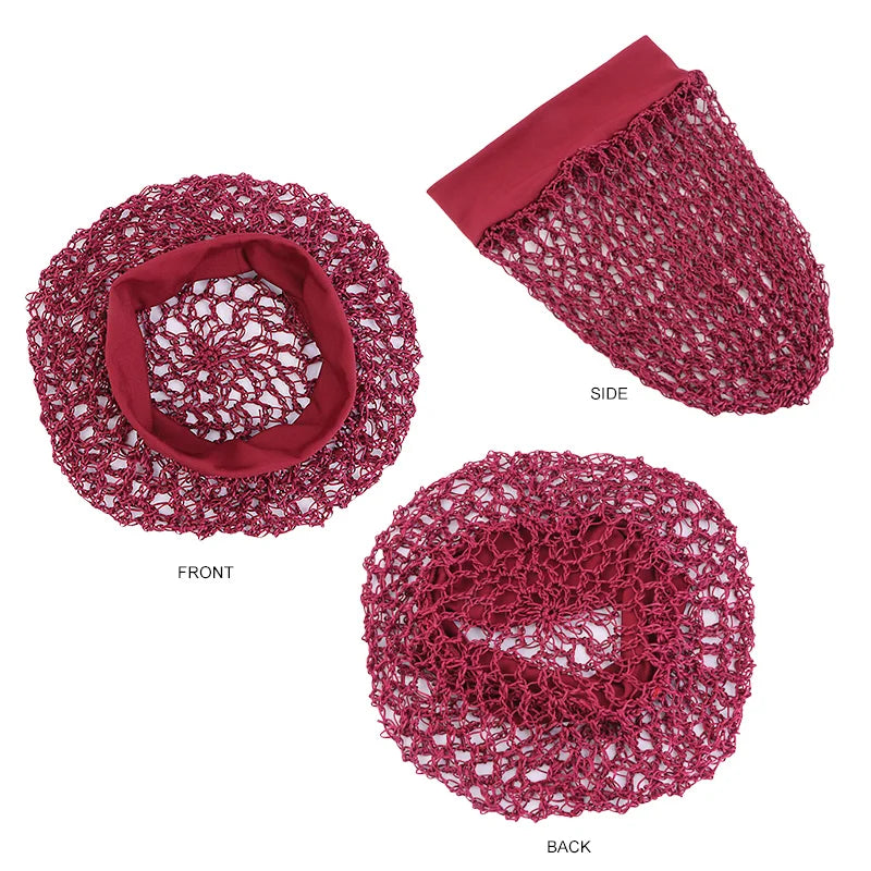 Women Ladies Hair Net Stretchy Wide Band Mesh Hair Net Soft Rayon Breathable Crochet Hairnets Wig Accessories